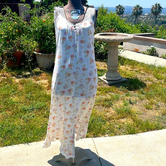 Vintage Laura Ashley White floral maxi slip dress vintage 90’s summer dress szM - Picture 3 of 14